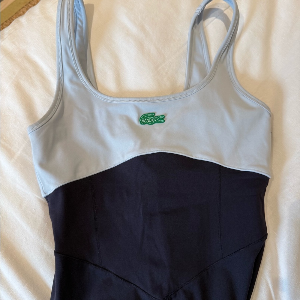 Women’s bandier x Lacoste onesie navy and light blue - Small/Petite